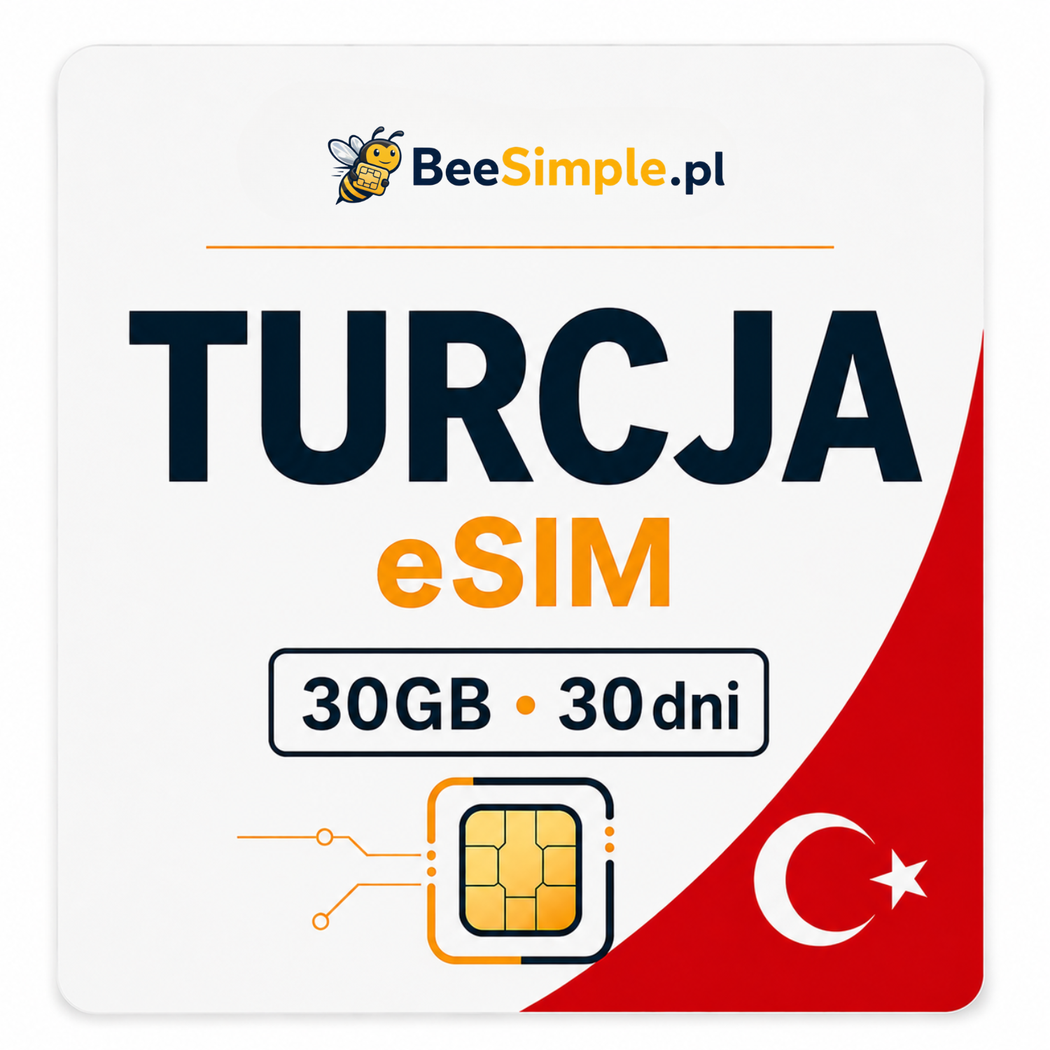 eSIM Turcja - 30GB - 30 dni - BeeSimple.pl