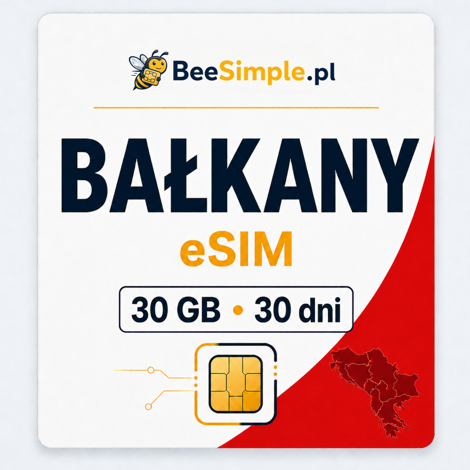 eSIM Bałkany - 30GB - 30 dni - BeeSimple.pl