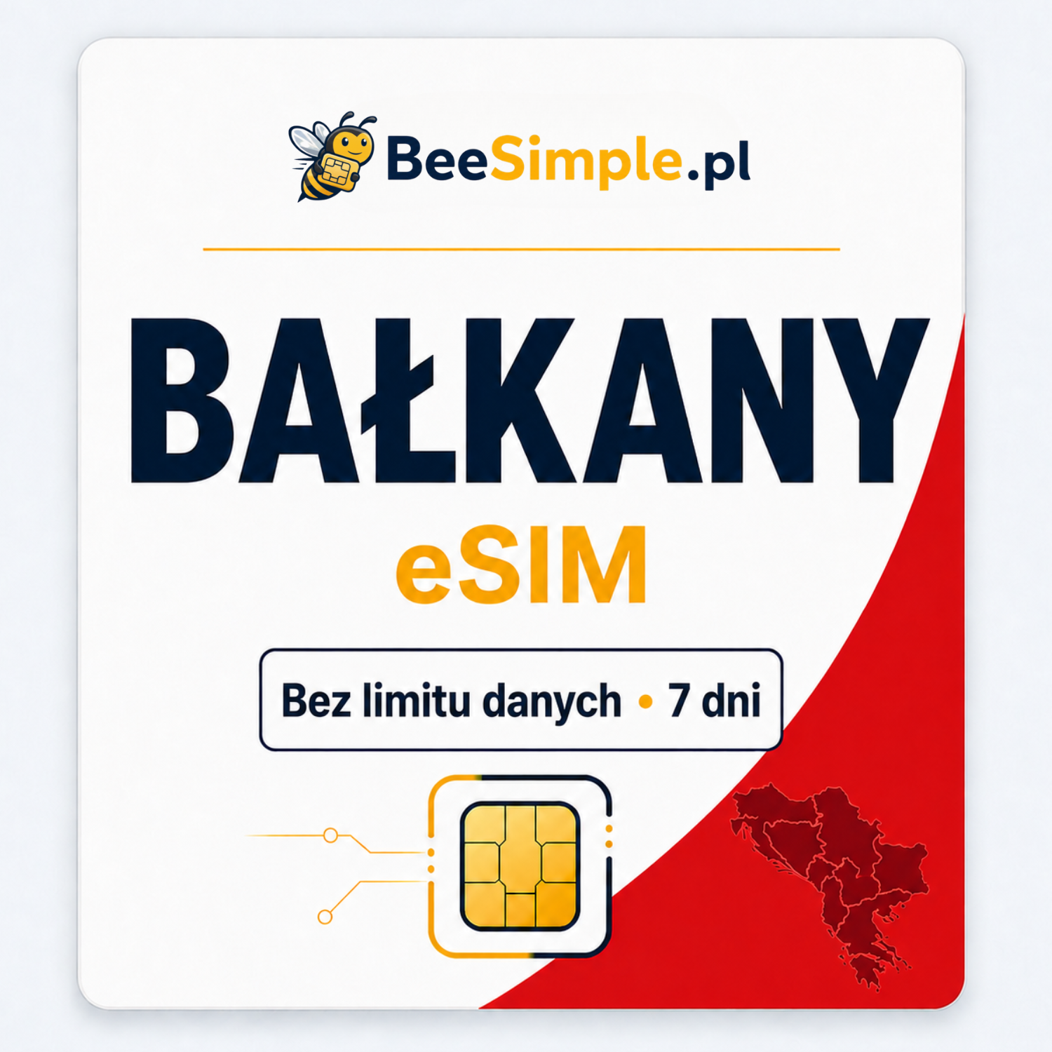 eSIM Bałkany - Bez limitu danych - 7 dni - BeeSimple.pl