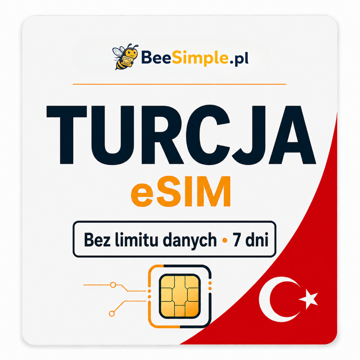 eSIM Turcja - Bez limitu danych 7 dni - BeeSimple.pl