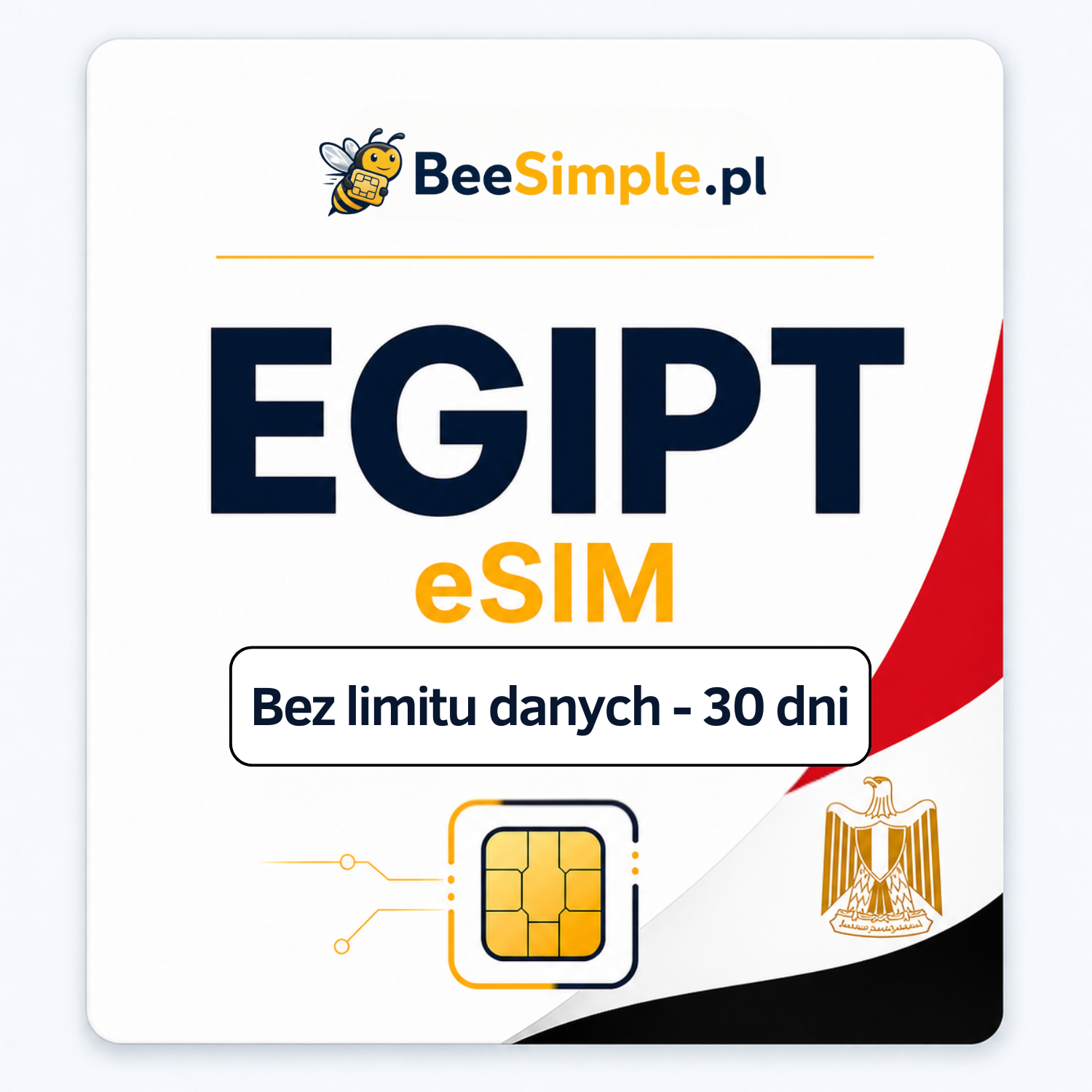 eSIM Egipt - Bez limitu danych - 30 dni - BeeSimple.pl