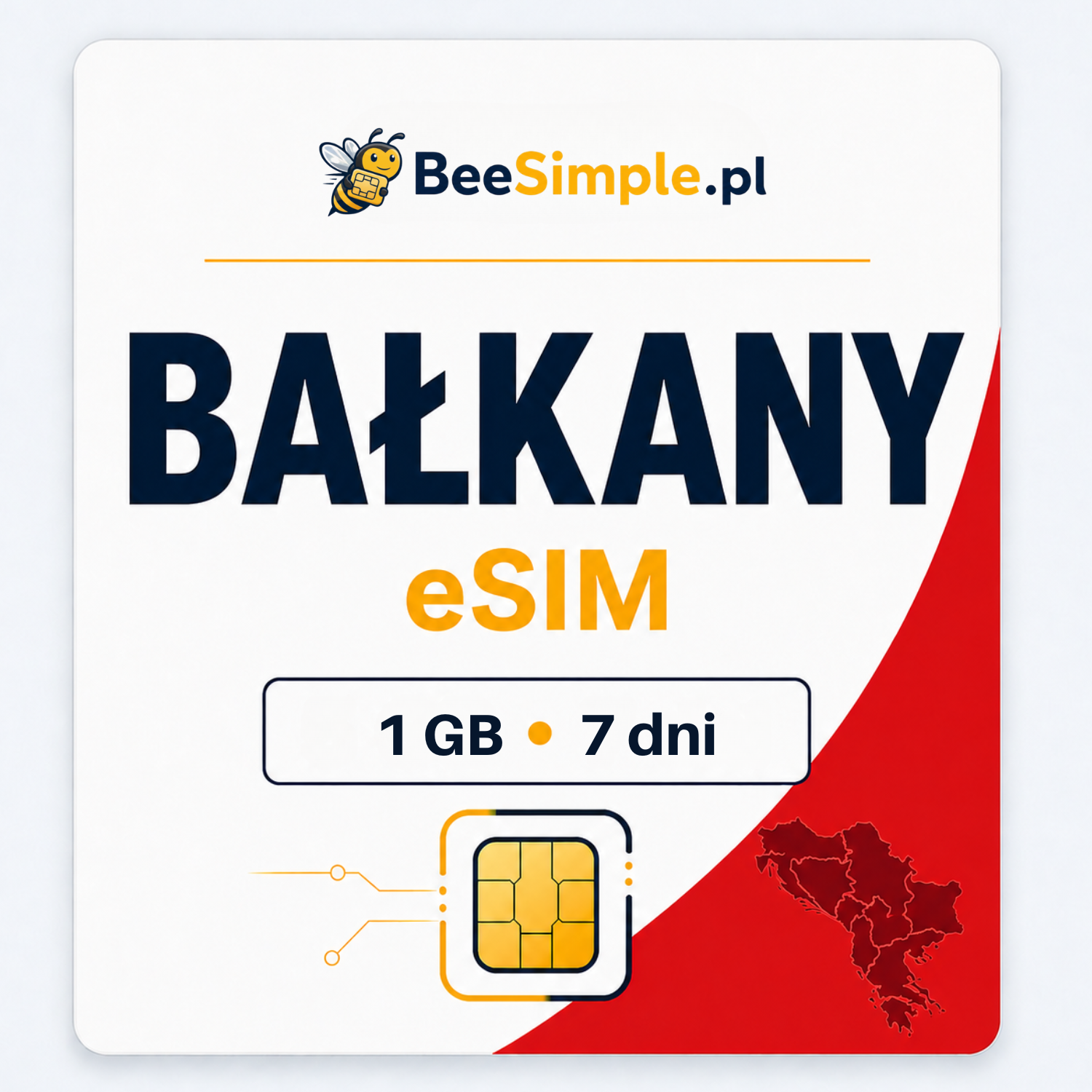 eSIM Bałkany - 1GB - 7 dni - BeeSimple.pl