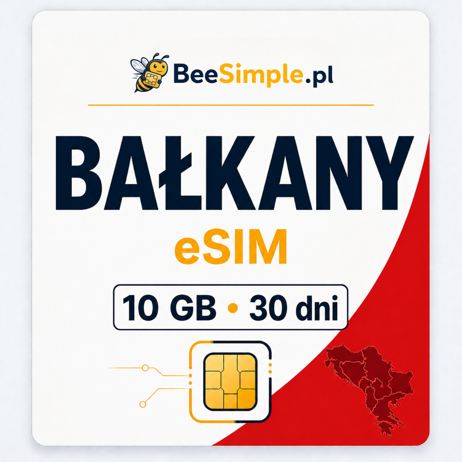 eSIM Bałkany - 10GB - 30 dni - BeeSimple.pl