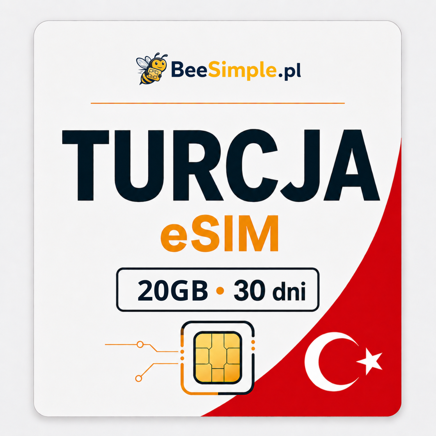 eSIM Turcja - 20GB - 30 dni - BeeSimple.pl