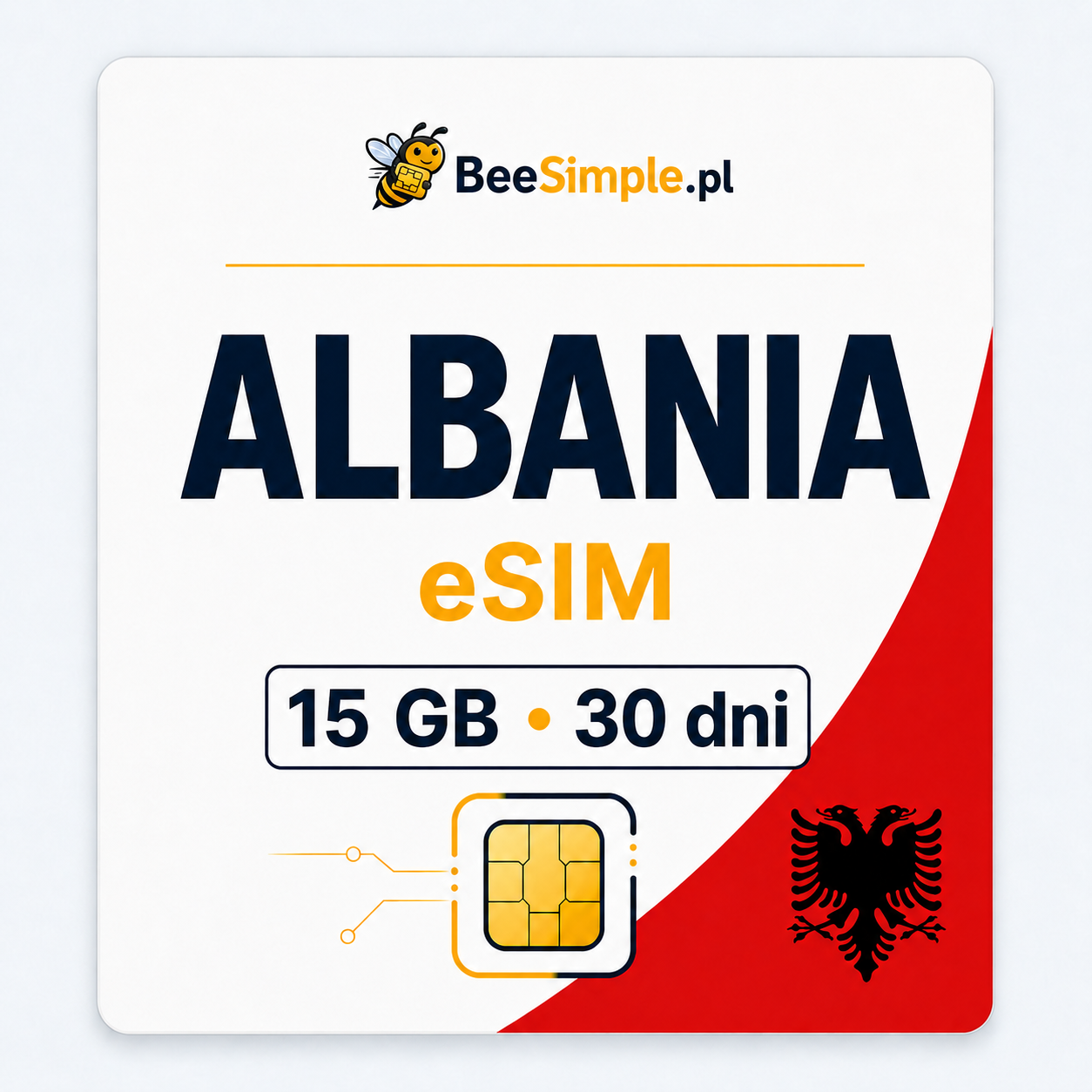 eSIM Albania - 15GB - 30 dni - BeeSimple.pl