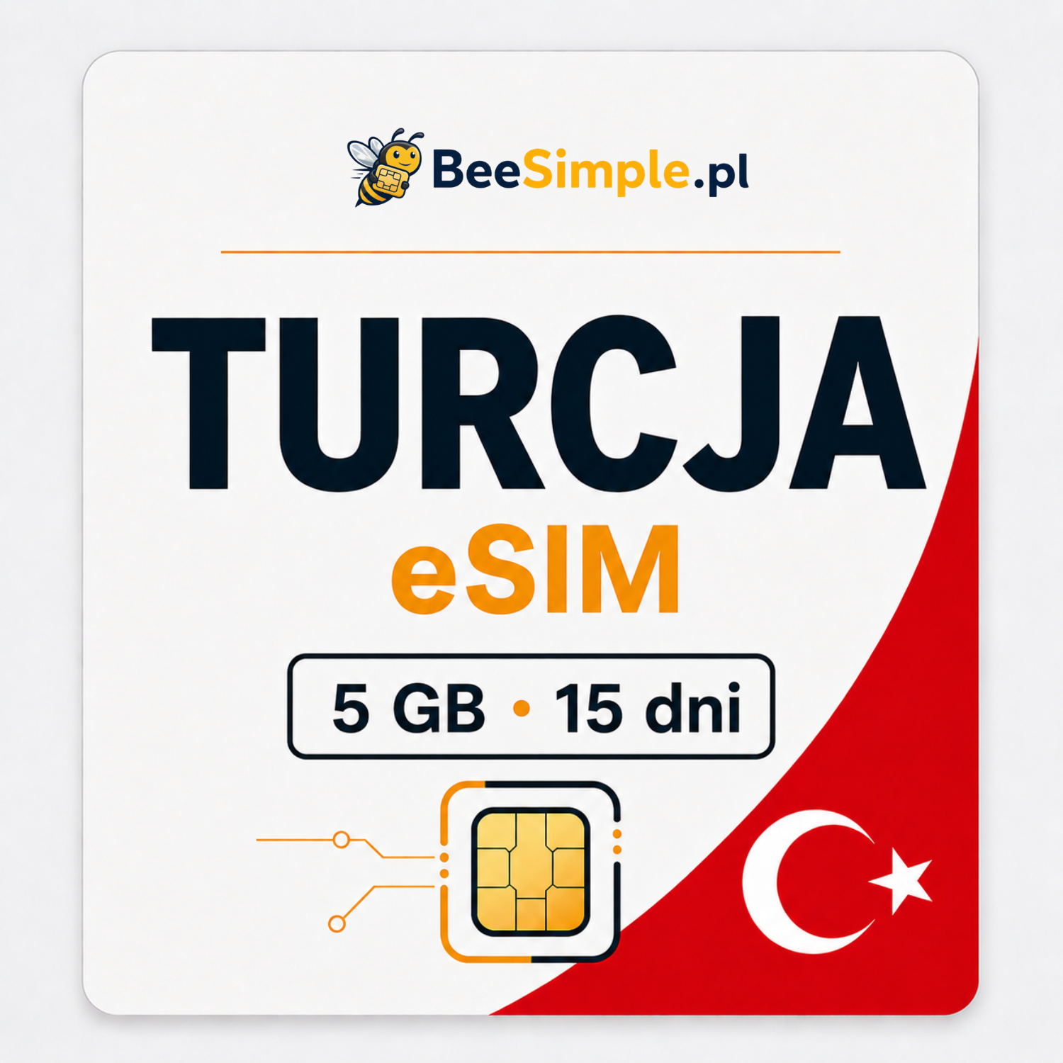 eSIM Turcja - 5GB - 15 dni - BeeSimple.pl