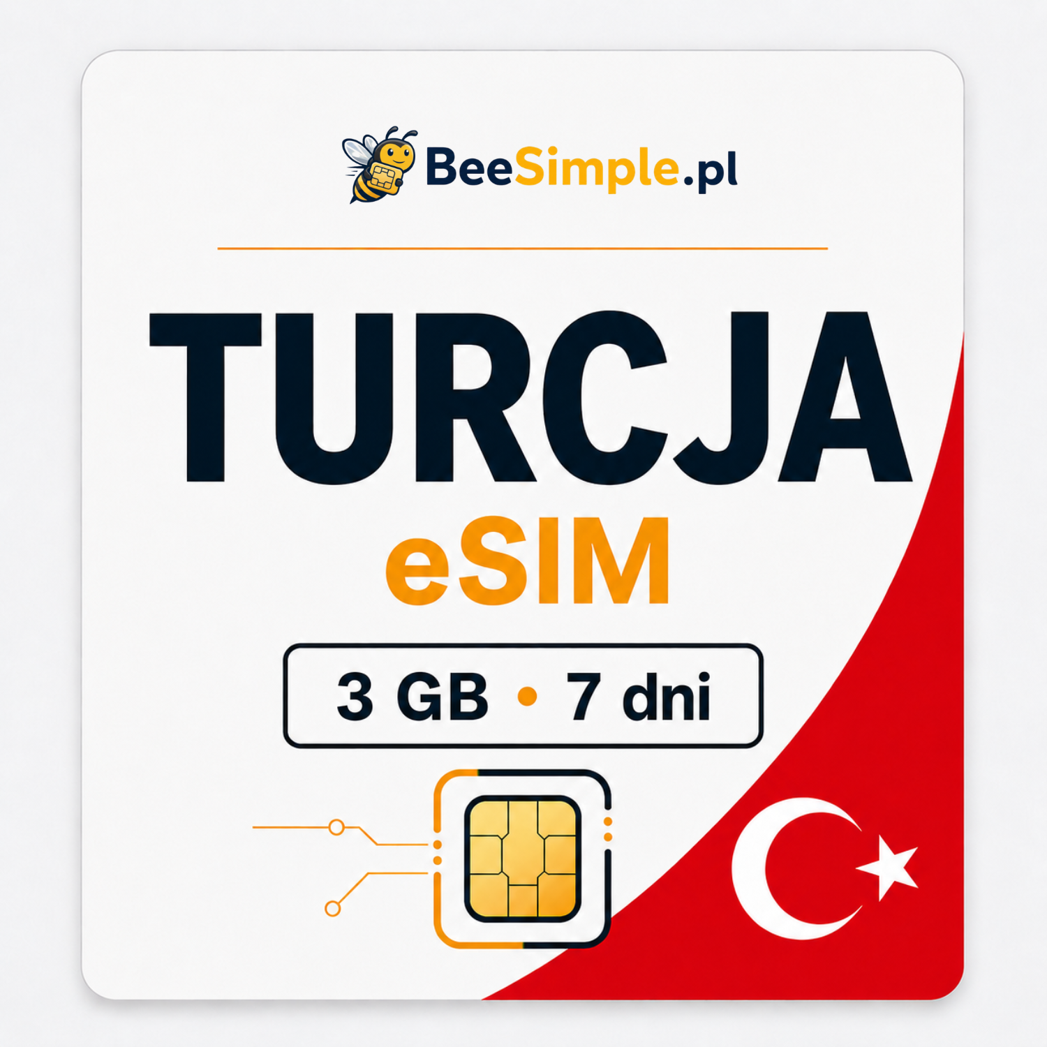eSIM Turcja - 3GB - 7 dni - BeeSimple.pl